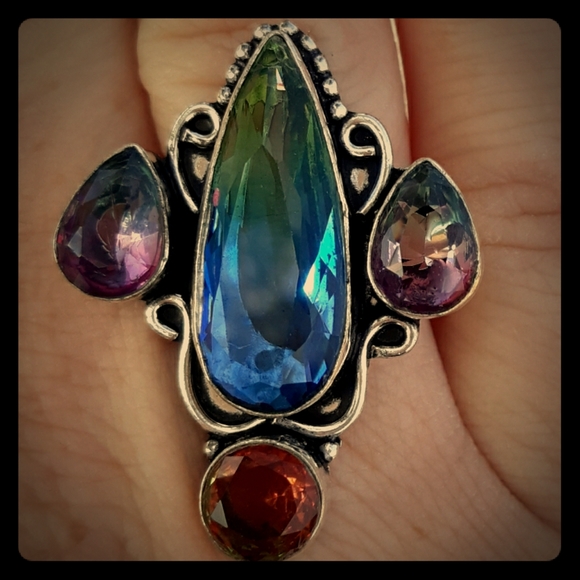 New Bi-Color Tourmaline and Ametrine 925 Silver Ring. - Picture 2 of 7